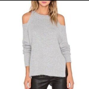 J.O.A. Gray Angora Blend Cold Shoulder Sweater Size Medium